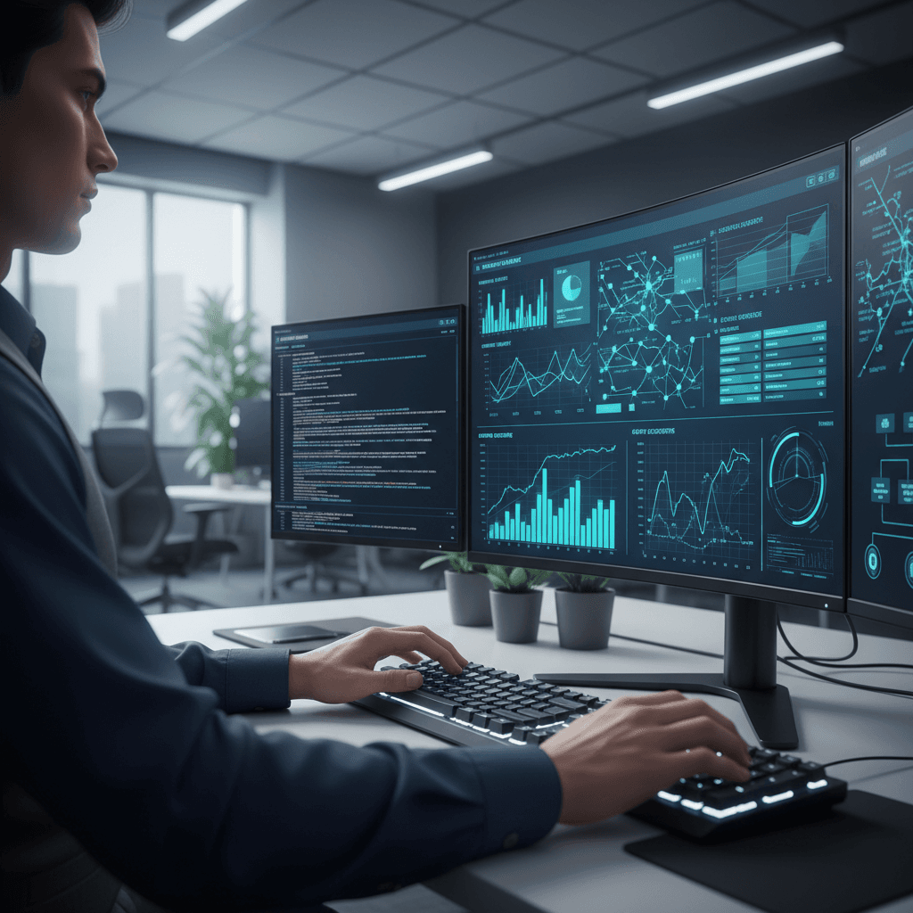 IT technician monitoring network systems